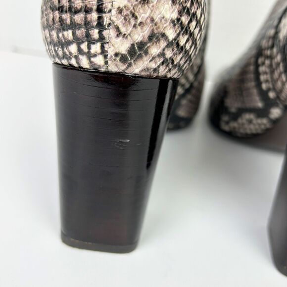 Tory Burch Devon Ankle Boots Cream Black Snake Print Leather High Heel Booties 9 - Picture 12 of 13